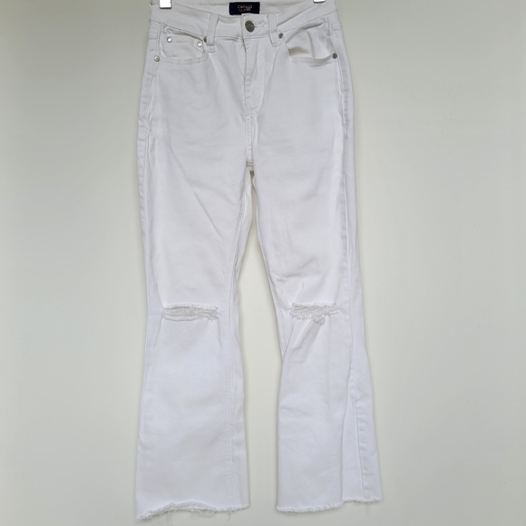 Cavalli Class Distressed Crop Flare Jeans - Picture 6 of 12